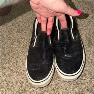 Vans Black Glitter Slip-On Sneakers